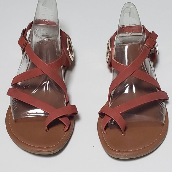 Cityclassified Shoes - City Classied Burnt Orange Sandals with Gold Embellishment